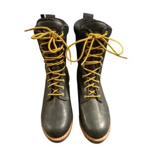 Rocky Gore-Tex Work Boots Vibram Lug Black Leather Logger 11W Rugged Utility 8"